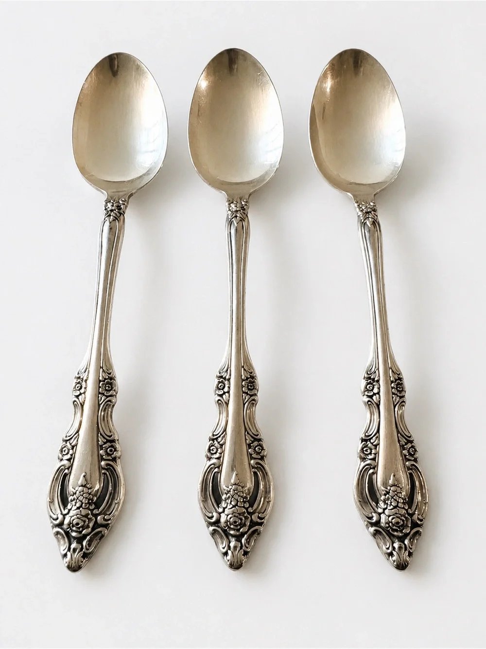 Vintage Community Silverplate Teaspoons – Set of 3 Ornate Floral Spoons